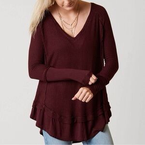 We the Free by Free People Deep Burgundy Long Sleeve Top